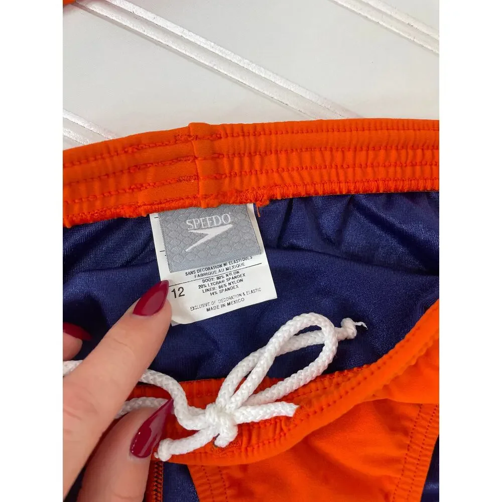 NWT Speedo Lifeguard Flyback 2-Piece Swimsuits Deep Orange Beach Surf 12